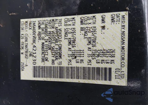 2011 Nissan Frontier Sv z USA, uszkodzony, nr VIN 1N6AD0EV0BC421230